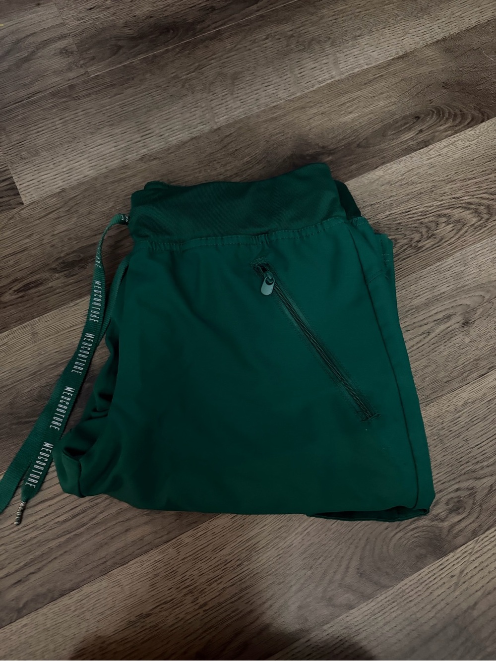 Med Couture Women's Knit Yoga Waist Scrub Pant. HNTR Green